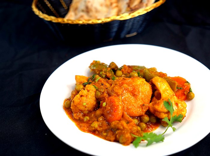 Vegetable curry prepared for catering at Shalimar Restaurant