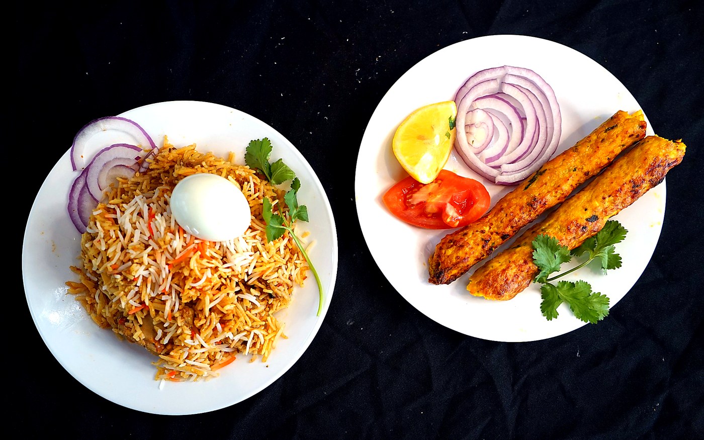 Biryani and kebab halal platter